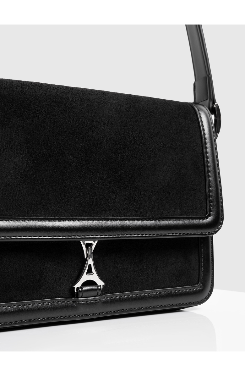 Manière De Voir Suede & Leather Crossbody Bag, Alternate, color, Black