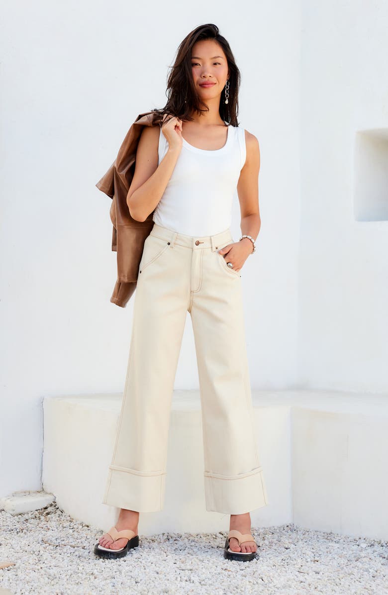 FIFTEEN TWENTY Dana Cuffed Wide Leg Jeans, Alternate, color, Natural