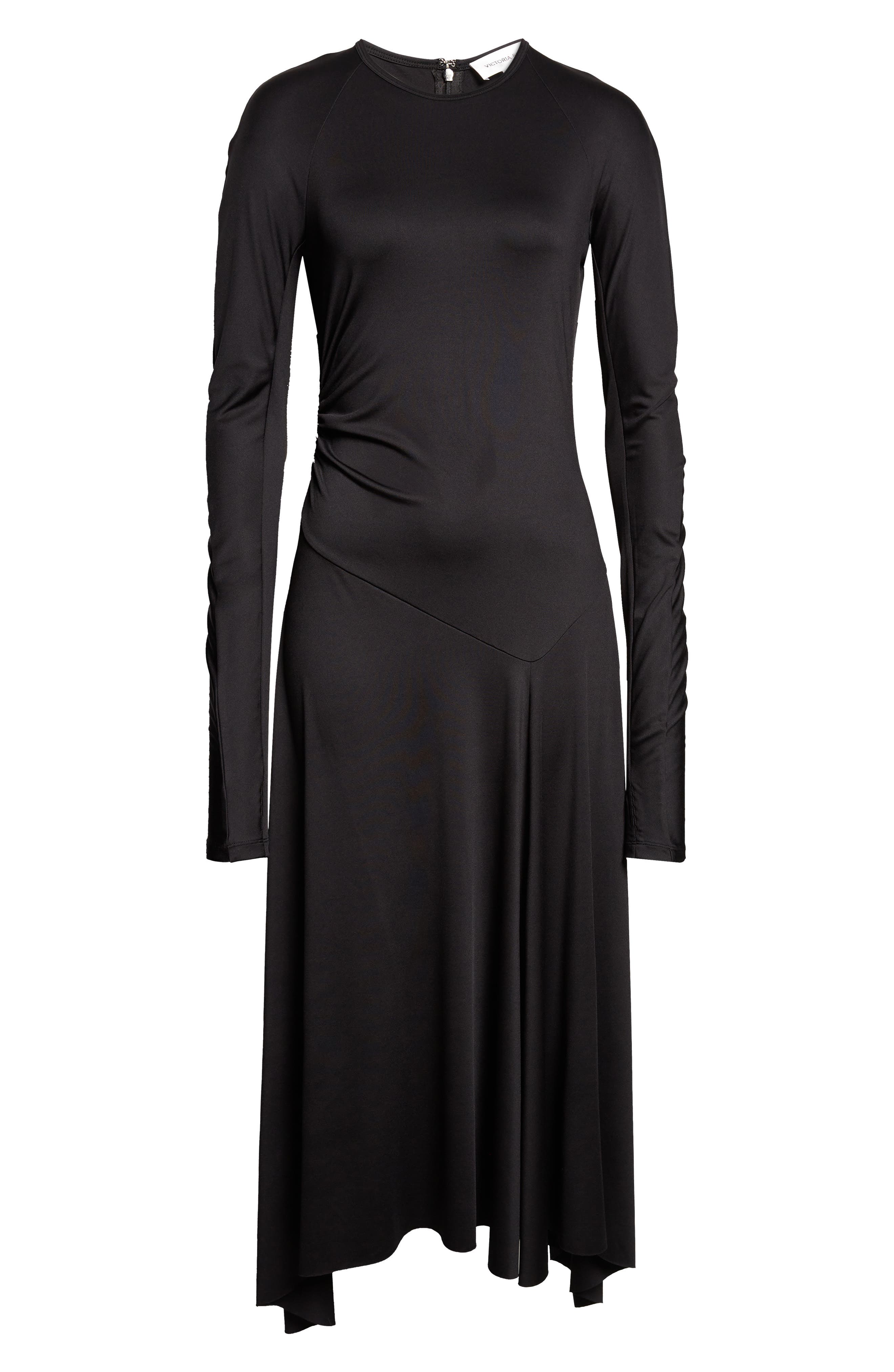 Victoria Beckham Draped Midi Skirt Asymmetric Design Slit In Black