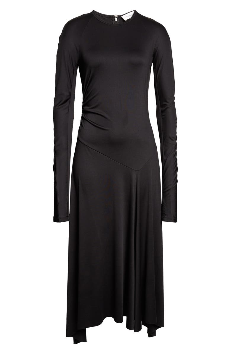 Victoria Beckham Ruched Long Sleeve Jersey Midi Dress, Main, color, Black