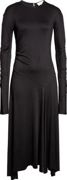 Victoria Beckham Ruched Long Sleeve Jersey Midi Dress