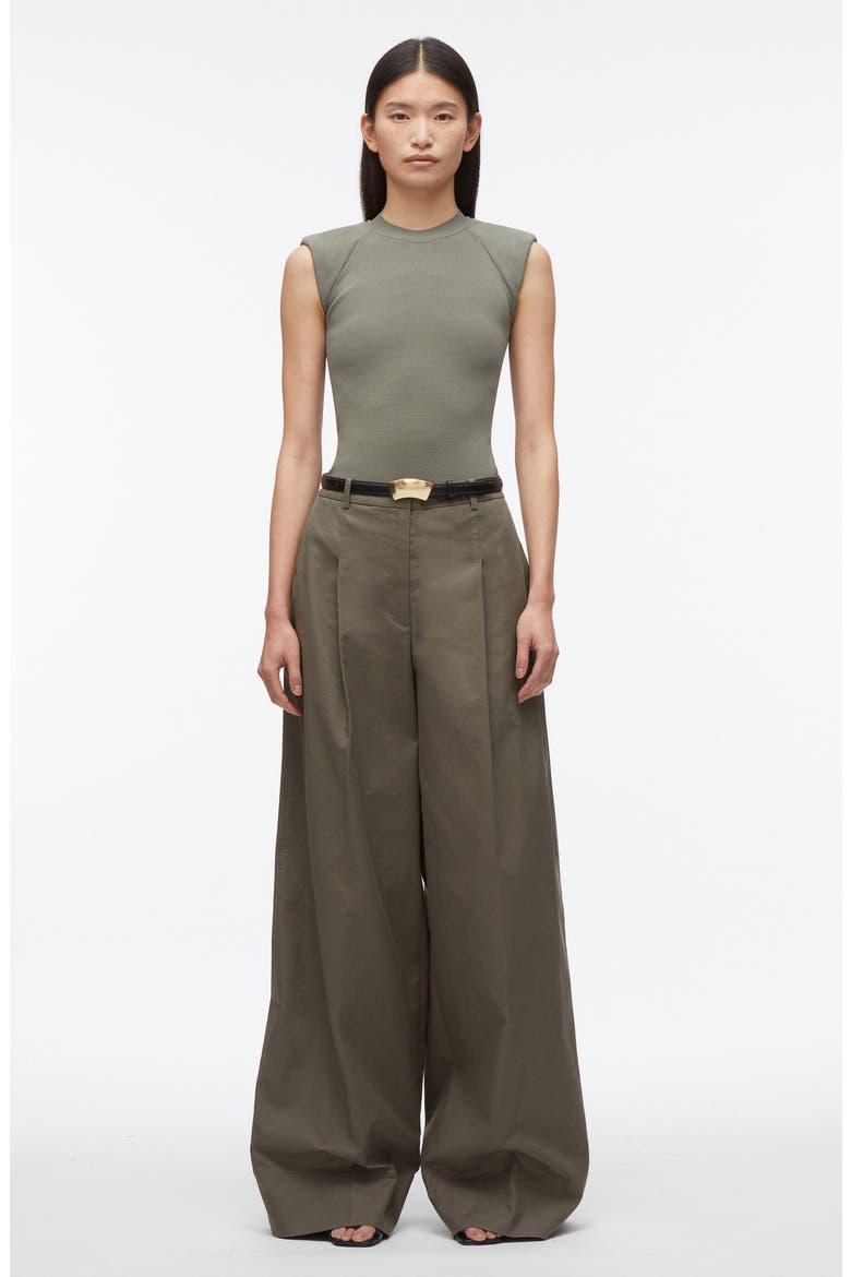 Double Pleated Wide Leg Trousers, Alternate, color, ARMY