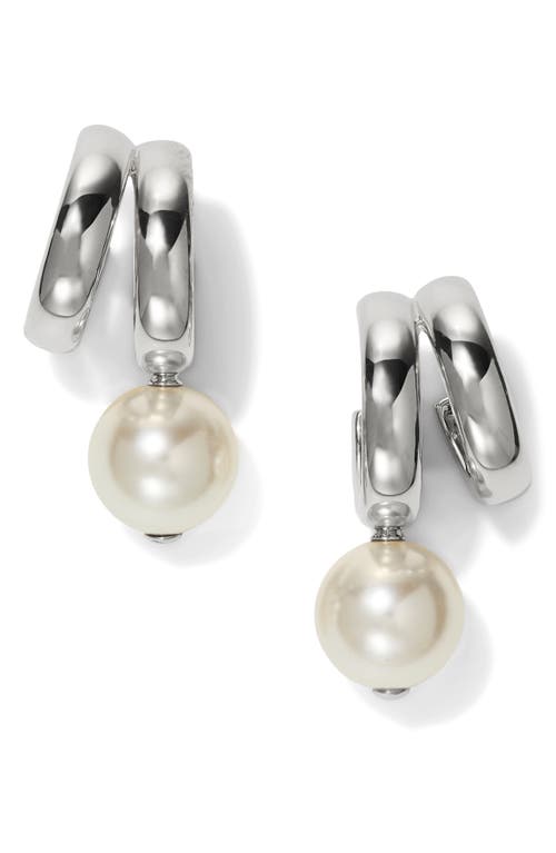 Nadri Imitation Pearl Spiral C Hoop Earrings In Silver