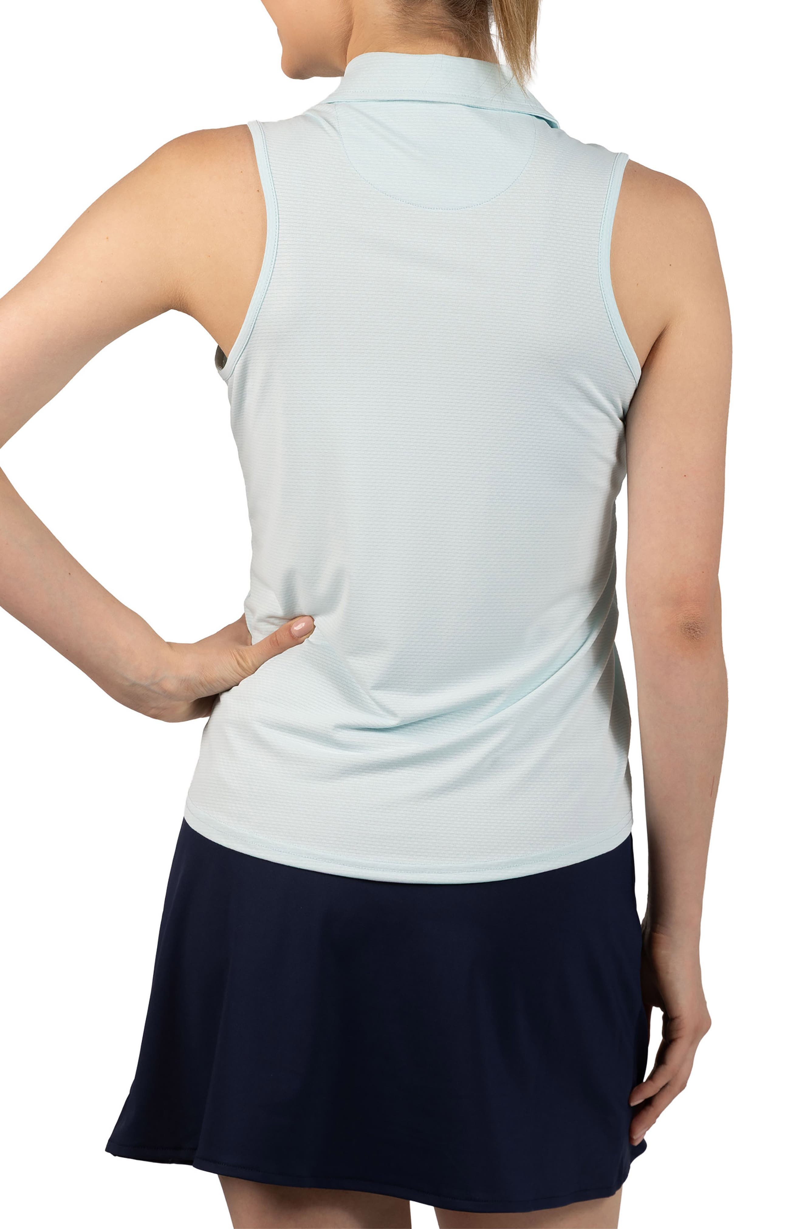 Textured Grid Sleeveless Quarter Zip Polo - image 4