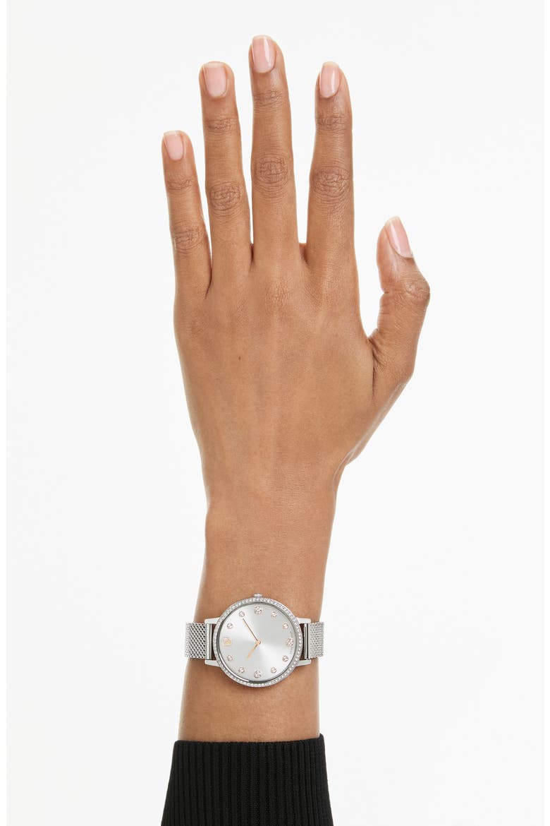 Clarica Mesh Strap Watch, 35mm, Alternate, color, SILVER