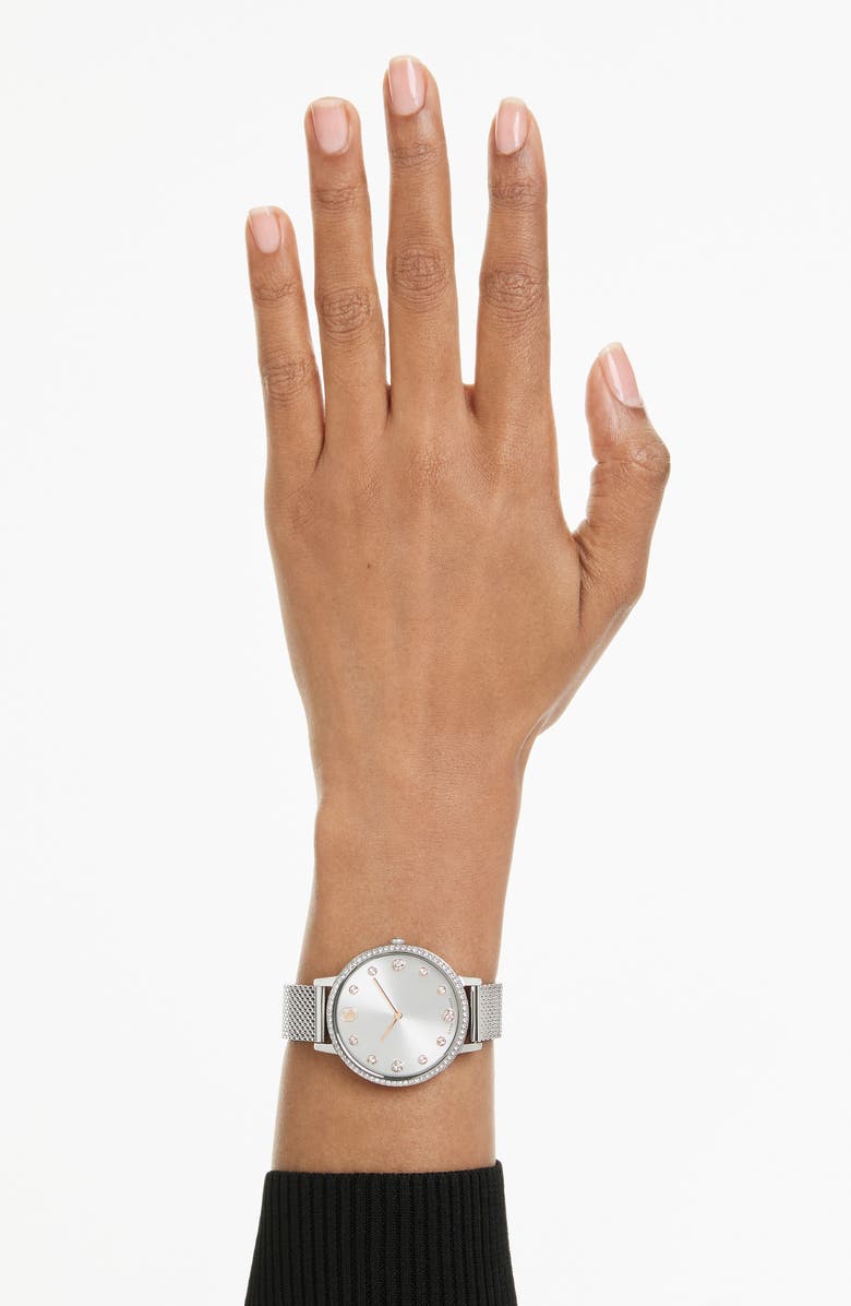 Swarovski Clarica Mesh Strap Watch, 35mm, Alternate, color, Silver