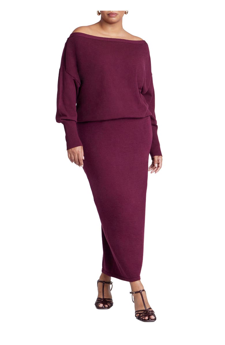 ELOQUII Sweater Column Skirt, Main, color, Burgundy
