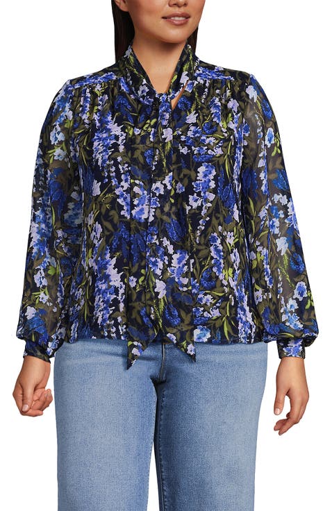 Chiffon Removable Tie Neck Blouse