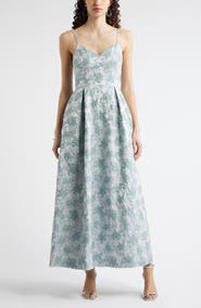 Chelsea28 Seamed Bodice Jacquard Gown