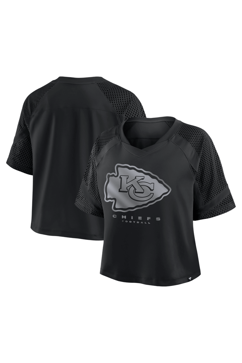 Women's Fanatics Kansas City Chiefs Oversized Raglan V-Neck Blackout Fashion Jersey, Alternate, color, Black