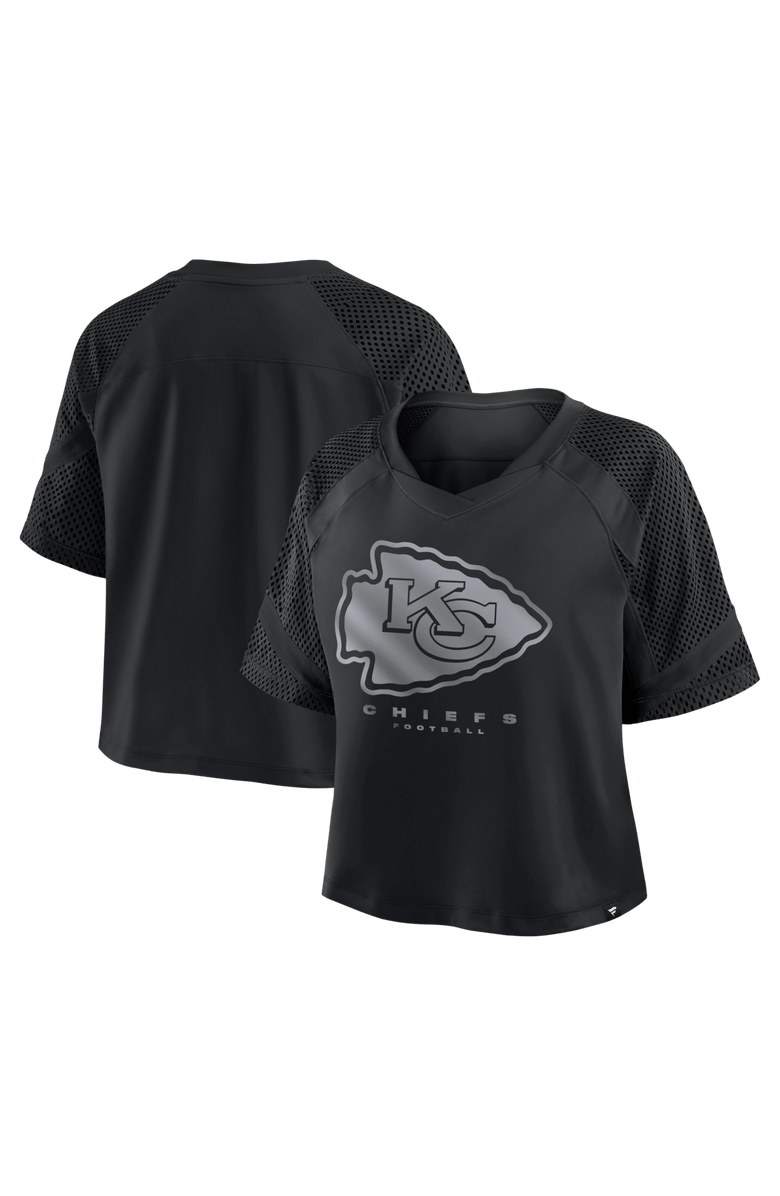 FANATICS Women's Fanatics Kansas City Chiefs Oversized Raglan V-Neck Blackout Fashion Jersey, Alternate, color, Black