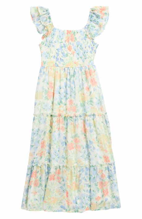 RARE, TOO! Kids' Floral Flutter Sleeve Smocked Dress