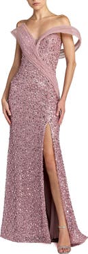 Mac Duggal Rosette Halter Chiffon Evening Gown