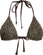 Ramy Brook Nikoleta Metallic Print Mesh Triangle Bikini Top