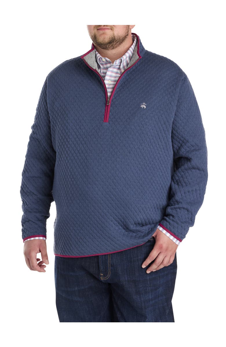 Brooks Brothers Big
Tall Quilted 1/2-Zip Pullover, Main, color, Navy Gray