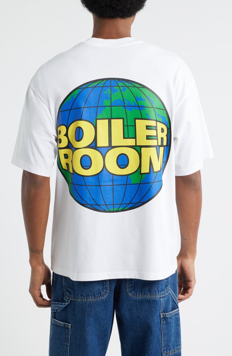 BOILER ROOM Globe Logo Graphic T-shirt, Alternate, color, White