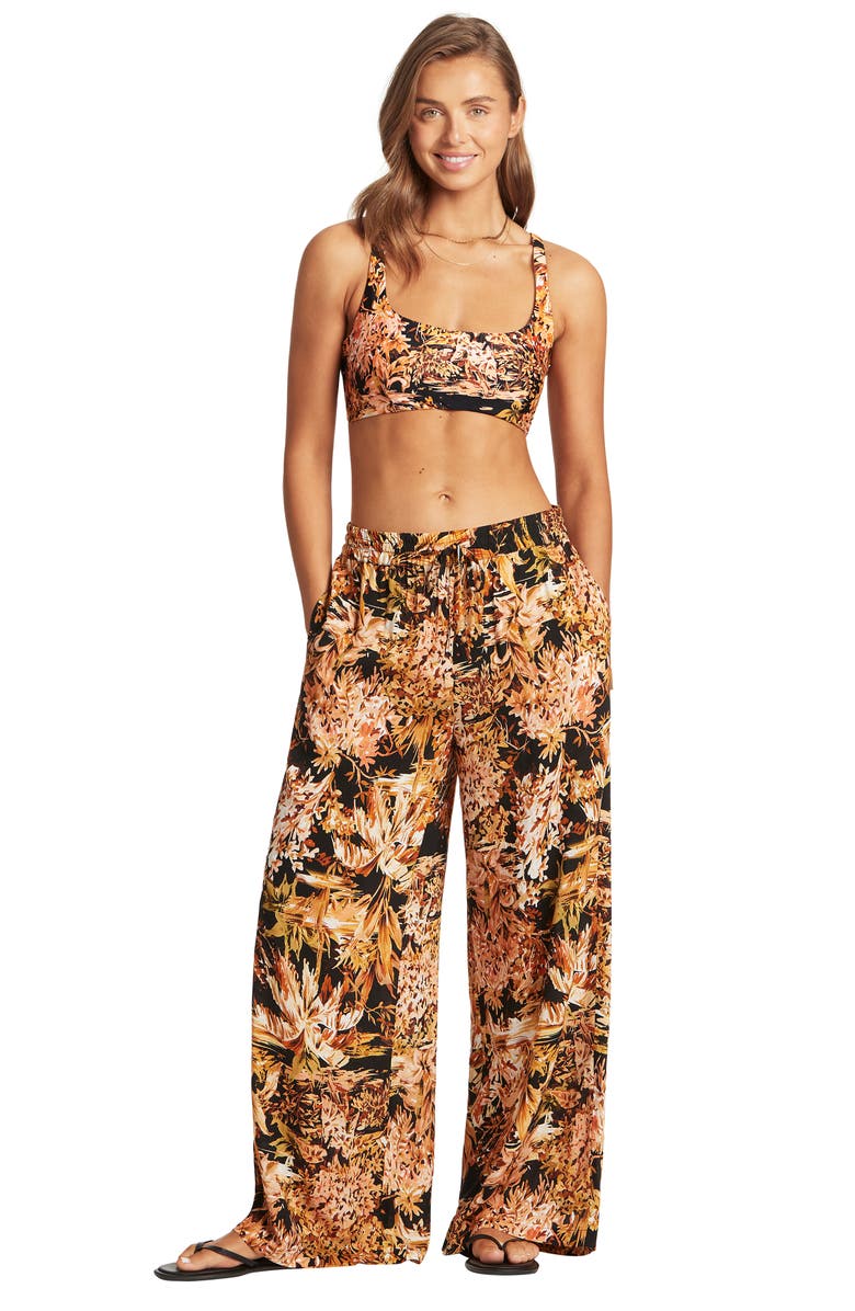 Sea Level Cover-Up Palazzo Pants, Alternate, color, 