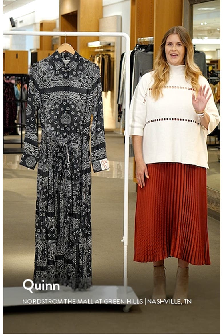 Bandana Print Long Sleeve Twill Maxi Dress video