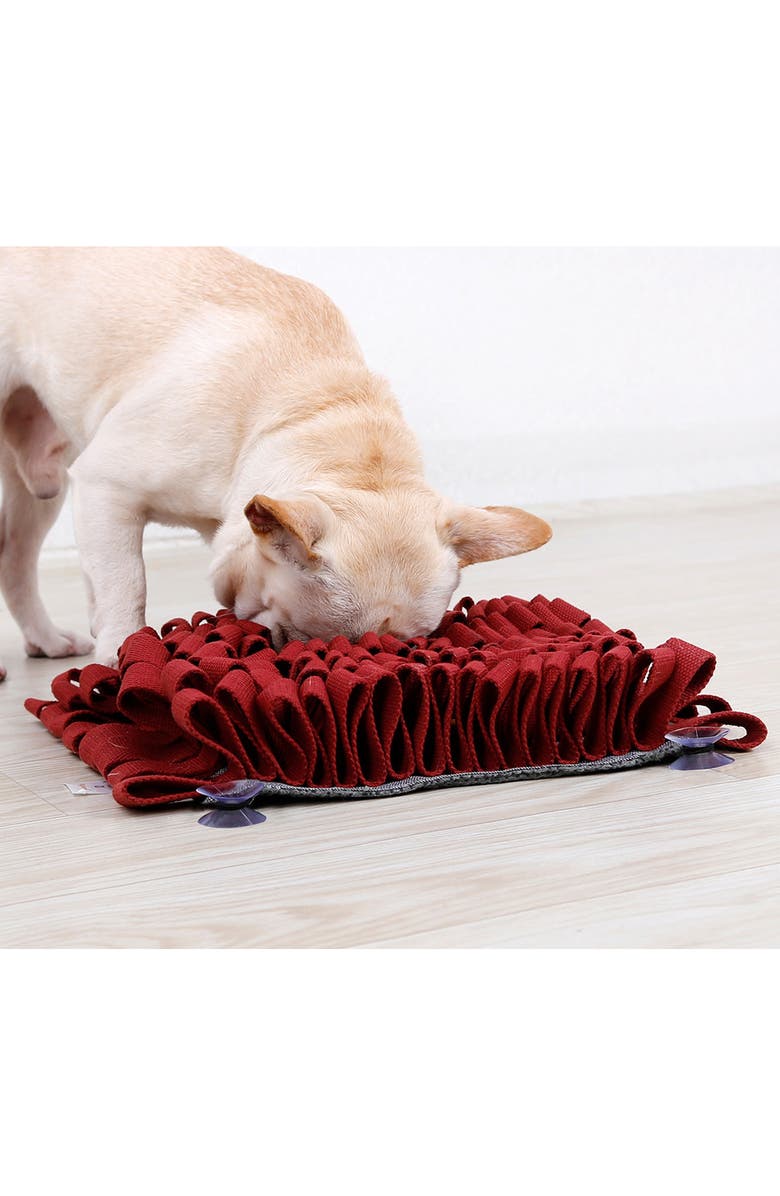 PET LIFE 'Sniffer Grip' Interactive Anti-Skid Pet Snuffle Mat, Alternate, color, Red