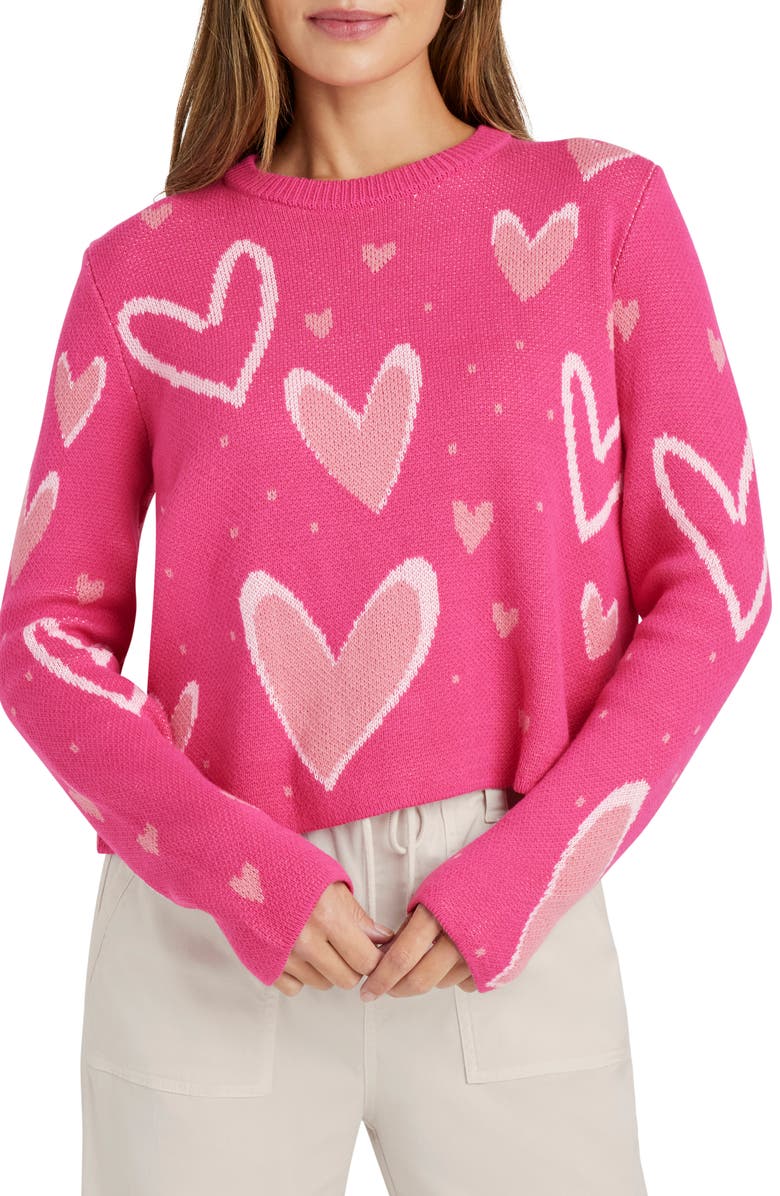 Splendid Stevie Hearts Cotton Blend Sweater, Main, color, 