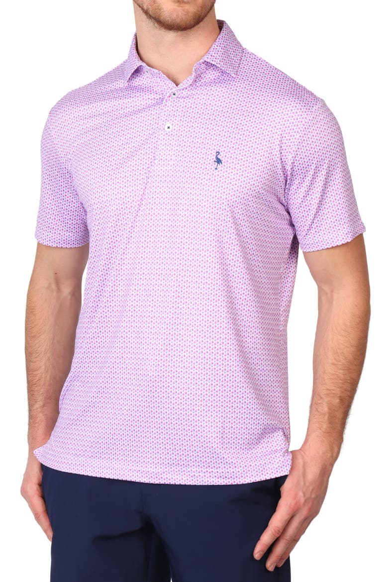 Micro Floral Print Performance Polo, Main, color, PINK