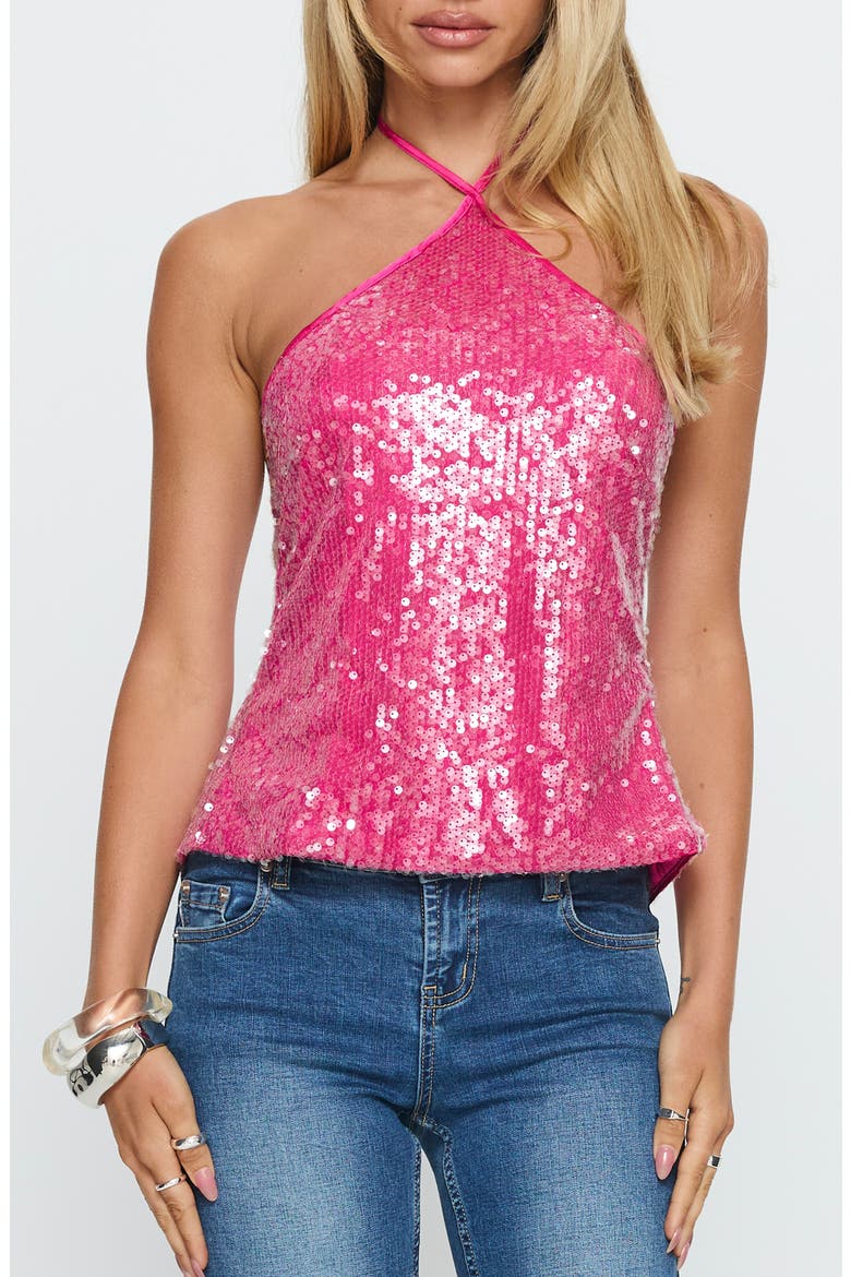 Sun Salutations Sequin Halter Top, Main, color, PINK
