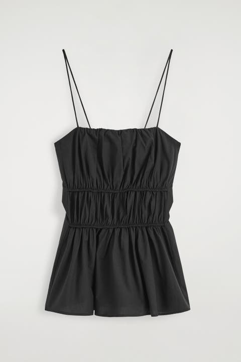 Gathered Cotton Peplum Top