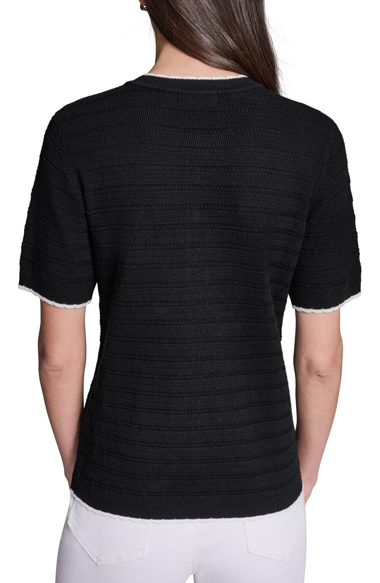 KARL LAGERFELD PARIS Short Sleeve Sweater, Alternate, color, Black/ Soft White