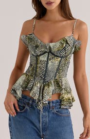 HOUSE OF CB Alexandria Beaded Peplum Top