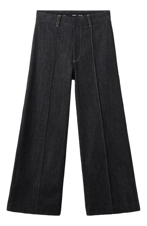 Seamed High Waist Wide Leg Jeans