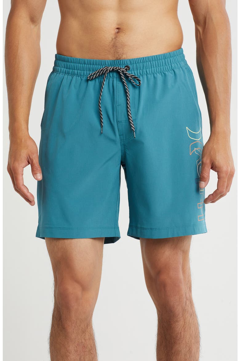 Crossover Volley Swim Trunks, Main, color, DEEP EMERALD