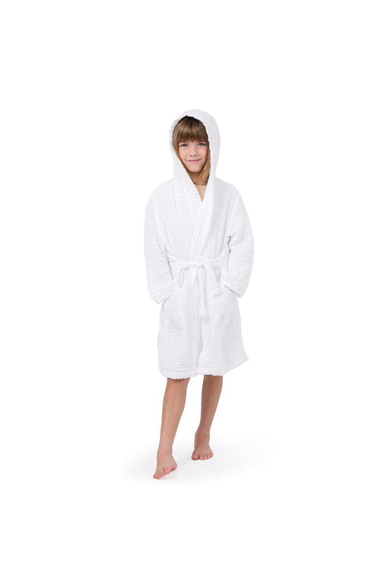 Comfy Cubs Muslin Bath Robe for Kids, Main, color, White