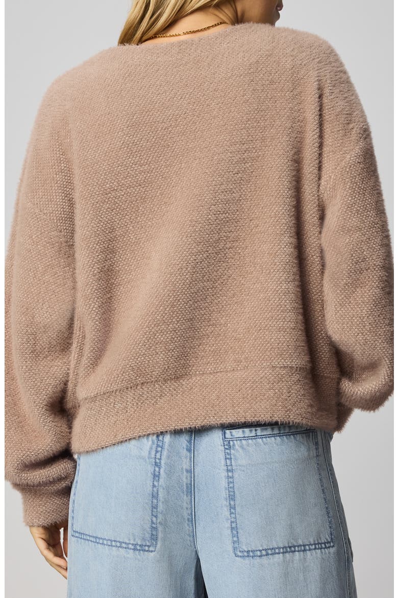 Fallon Fuzzy Crewneck Sweater, Alternate, color, MACCHIATO BROWN