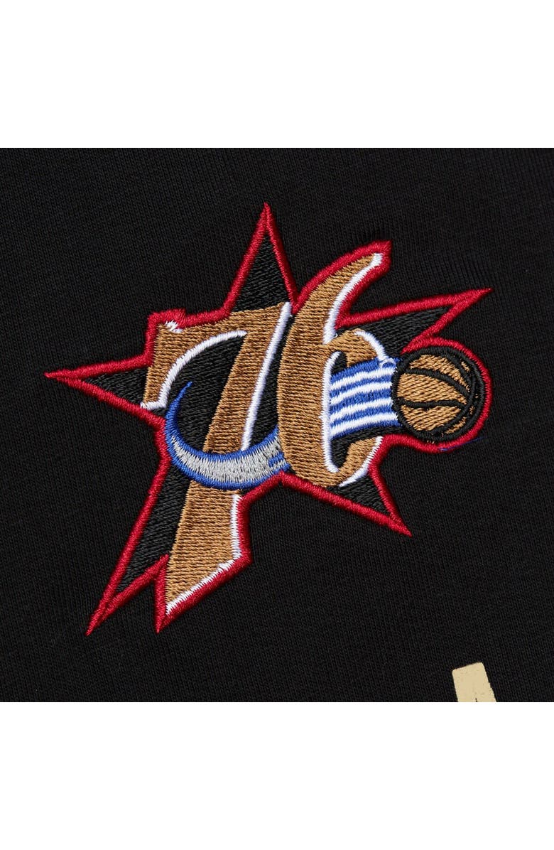 Mitchell & Ness Men's Mitchell & Ness Black Philadelphia 76ers Hardwood Classics Team OG 2.0 Premium Vintage Logo T-Shirt, Alternate, color, 