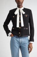 Dolce&Gabbana Bejeweled Button Crop Bouclé Tweed Jacket