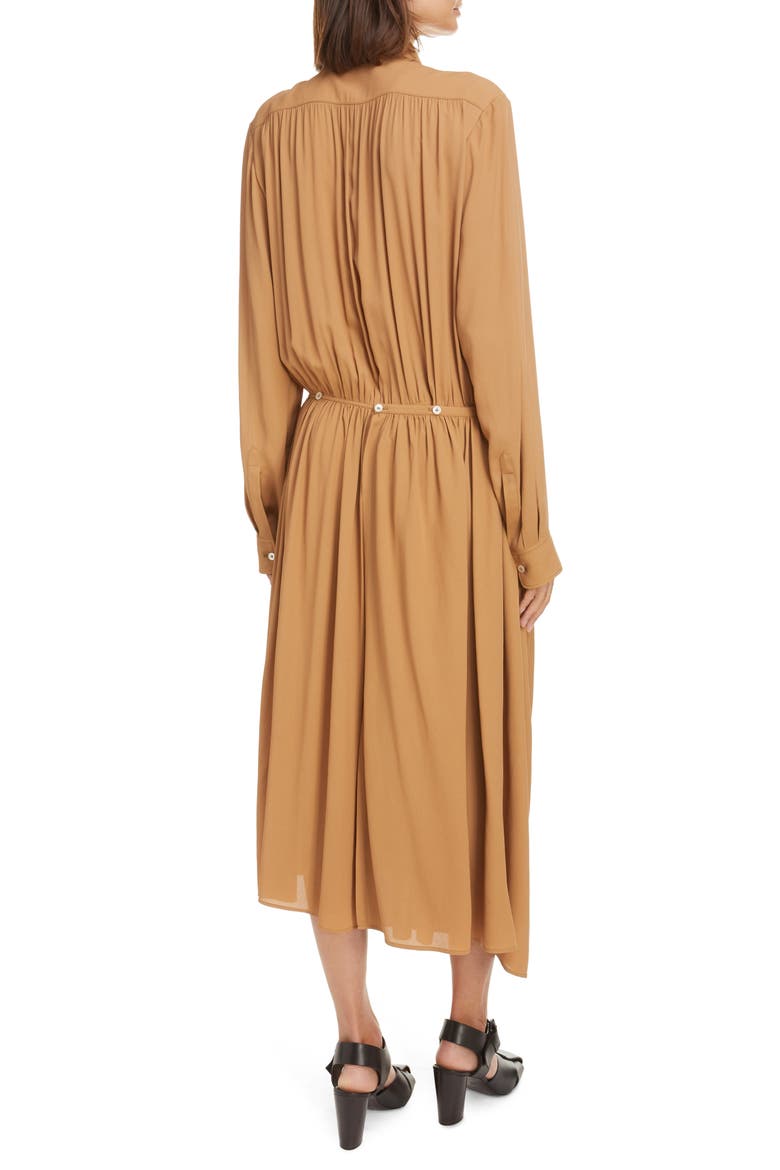 Asymmetric Long Sleeve Apron Dress, Alternate, color, CARAMEL 413