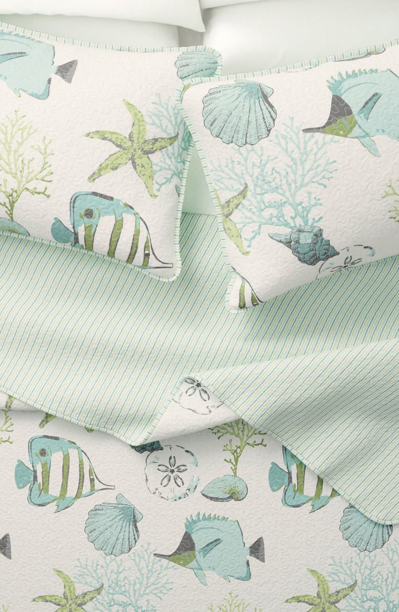 Woven & Weft Coastal Fish Quilt Set, Alternate, color, Fish Coral
