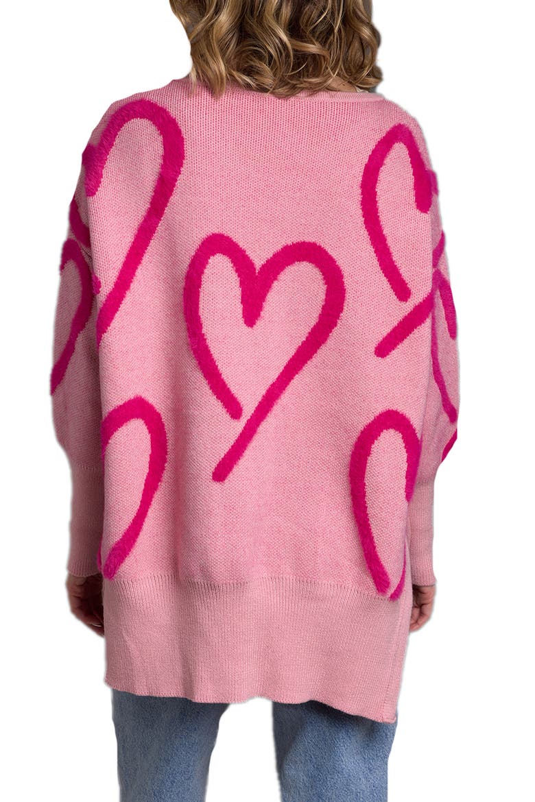 Wispy Heart Tunic Sweater, Alternate, color, PINK