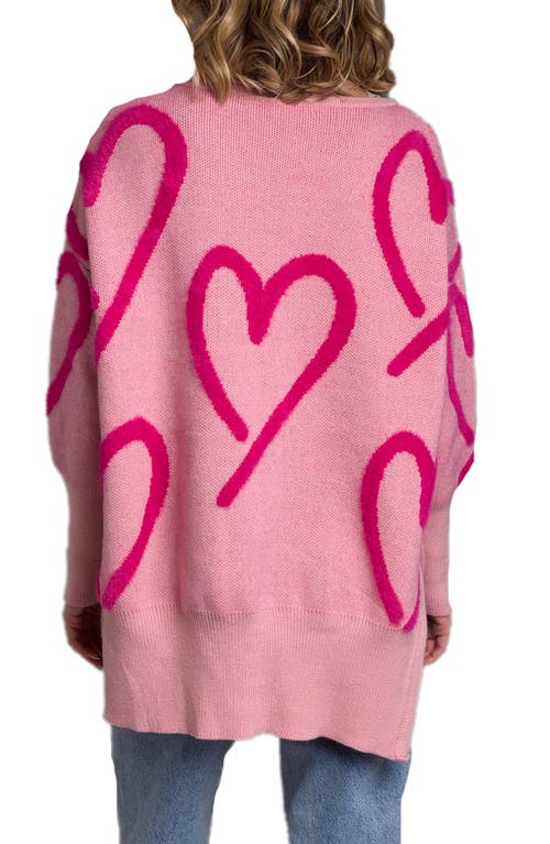 Saachi Wispy Heart Tunic Sweater In Pink