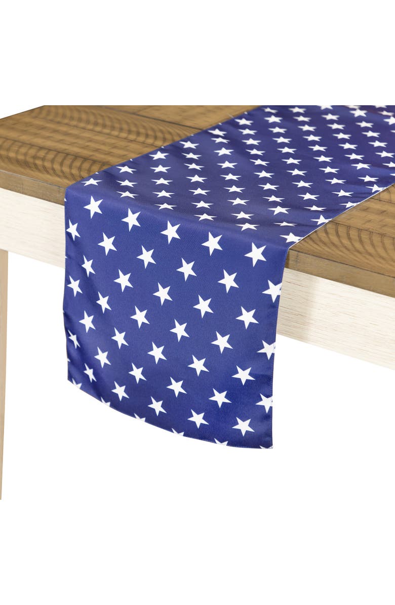 Northlight Patriotic Stars Table Runner - 72" - Blue and White, Alternate, color, Blue
