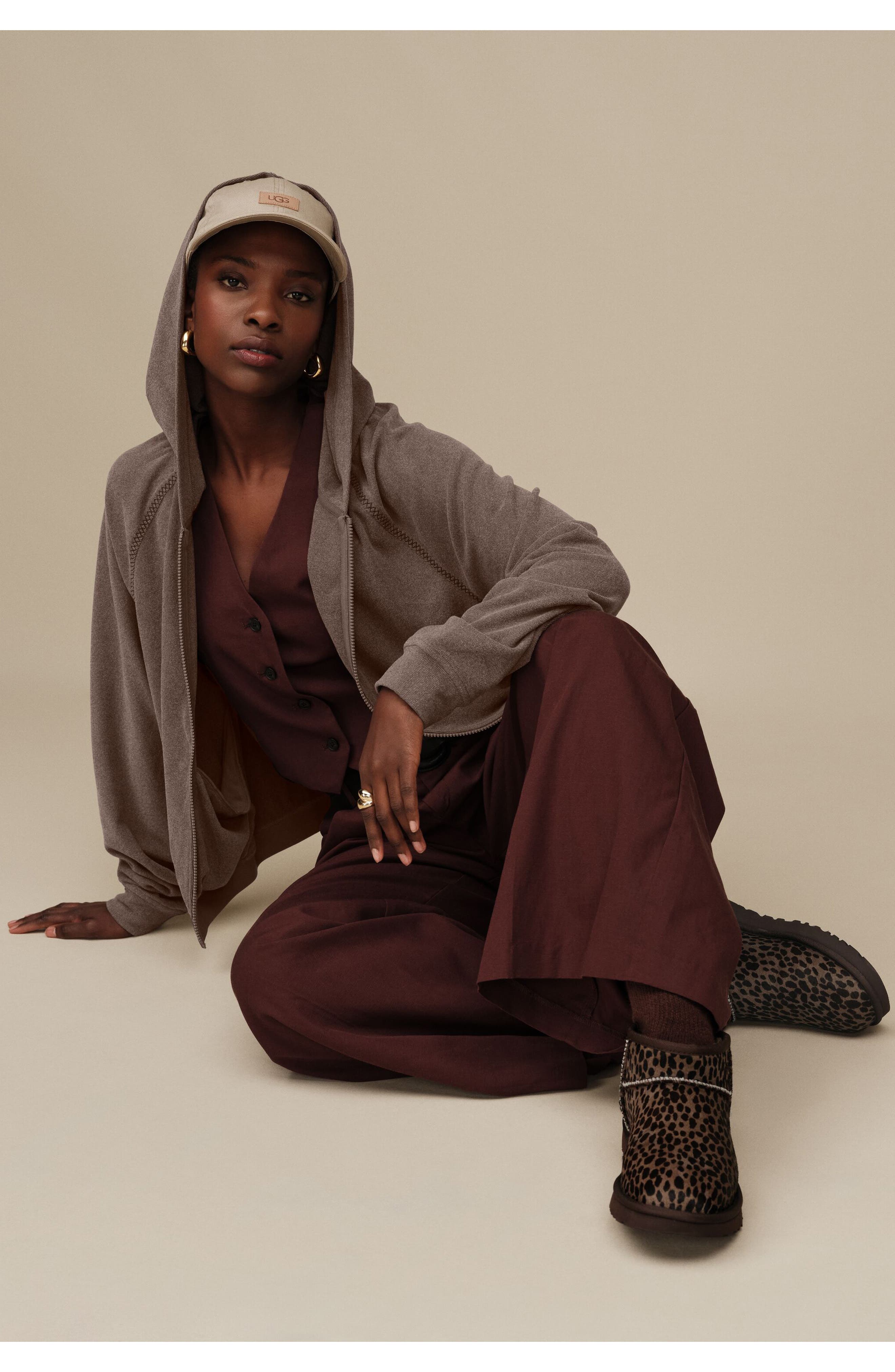 UGG<sup>®</sup> Classic Ultra Mini Caspian Genuine Calf Hair Bootie, Alternate, color, Bcdr