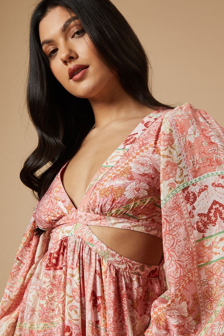 Long Sleeve Side Cutout Maxi Dress, Alternate, color, Pink