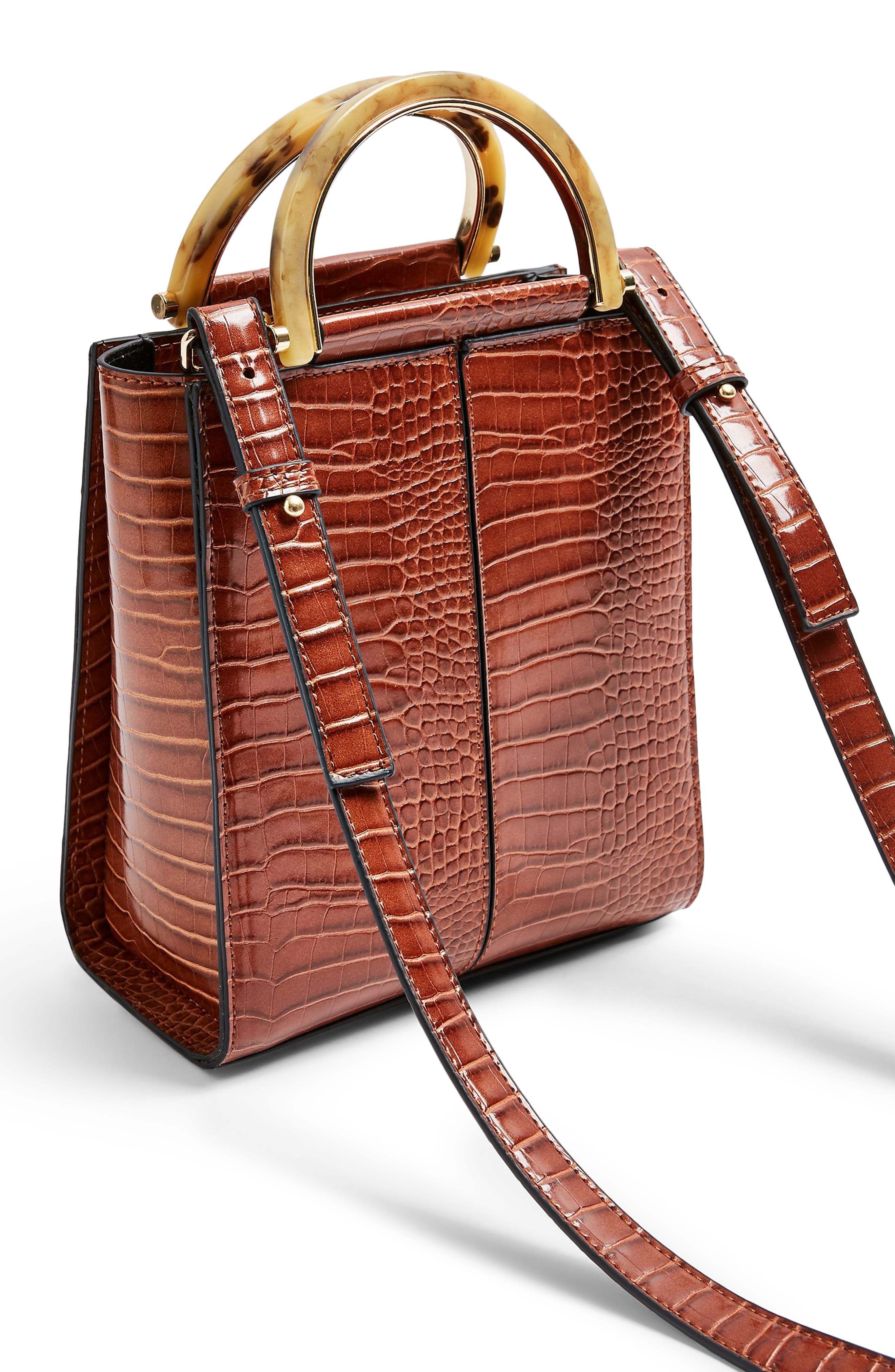 Topshop Sara Crocodile Grab Bag, Alternate, color, 