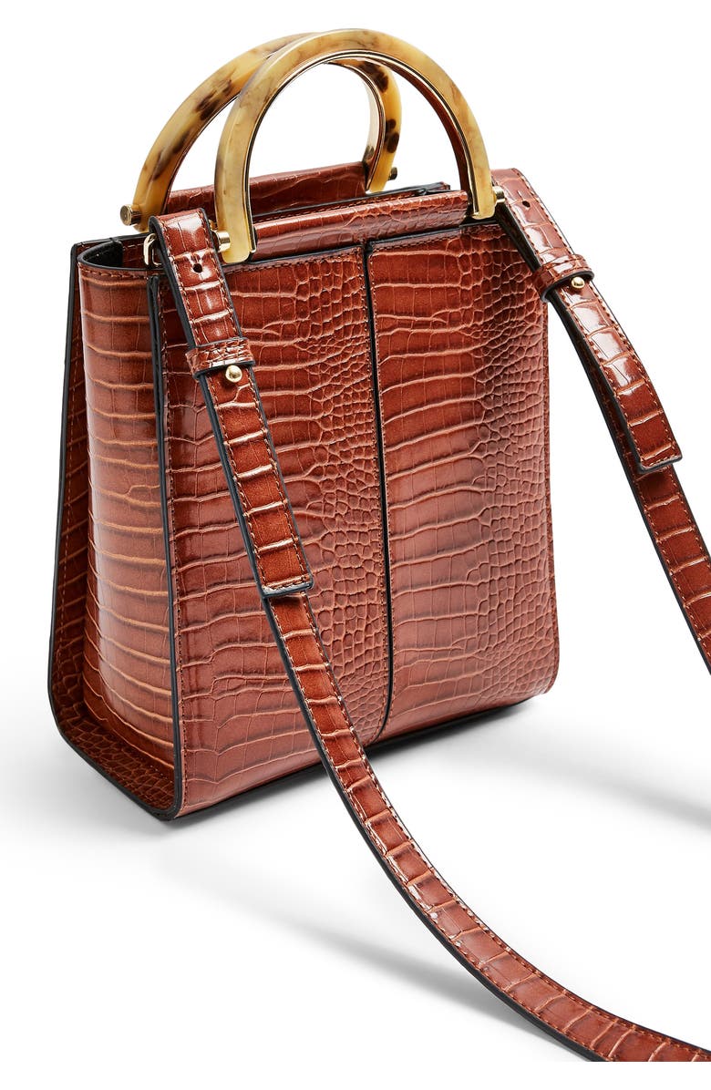 Topshop Sara Crocodile Grab Bag, Alternate, color,