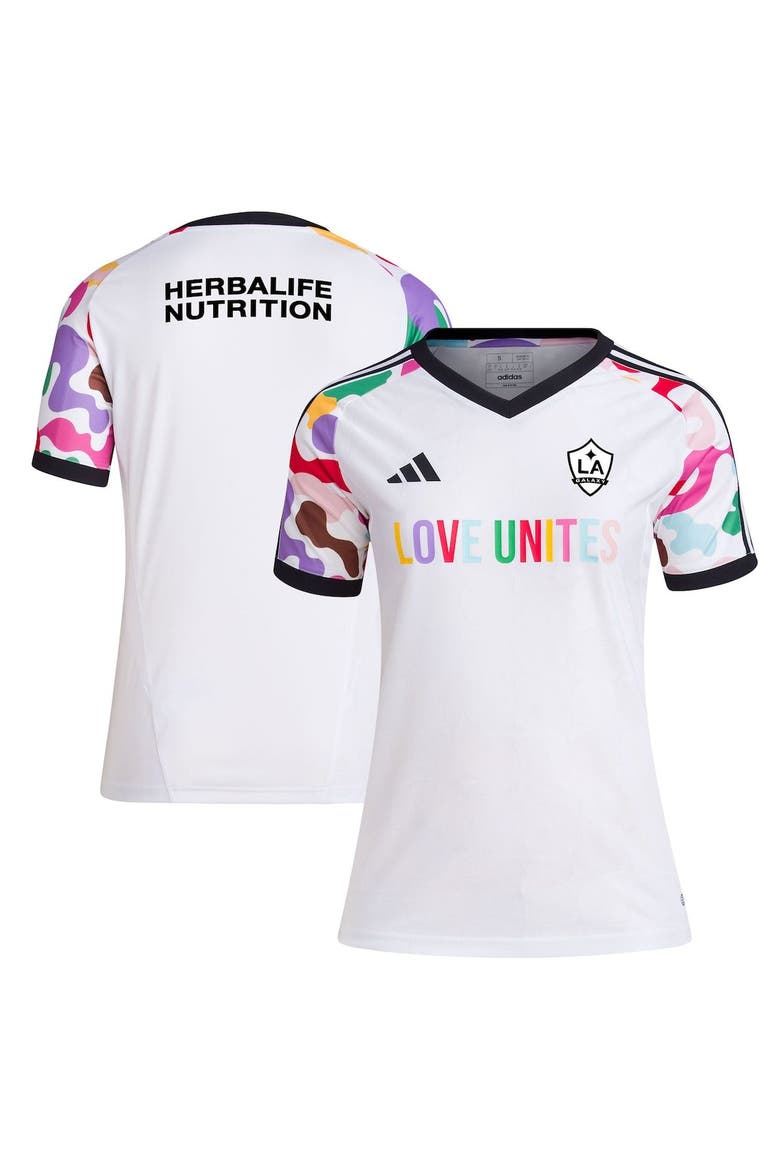 Women's adidas White LA Galaxy 2023 Pride Pre-Match Top, Main, color, White