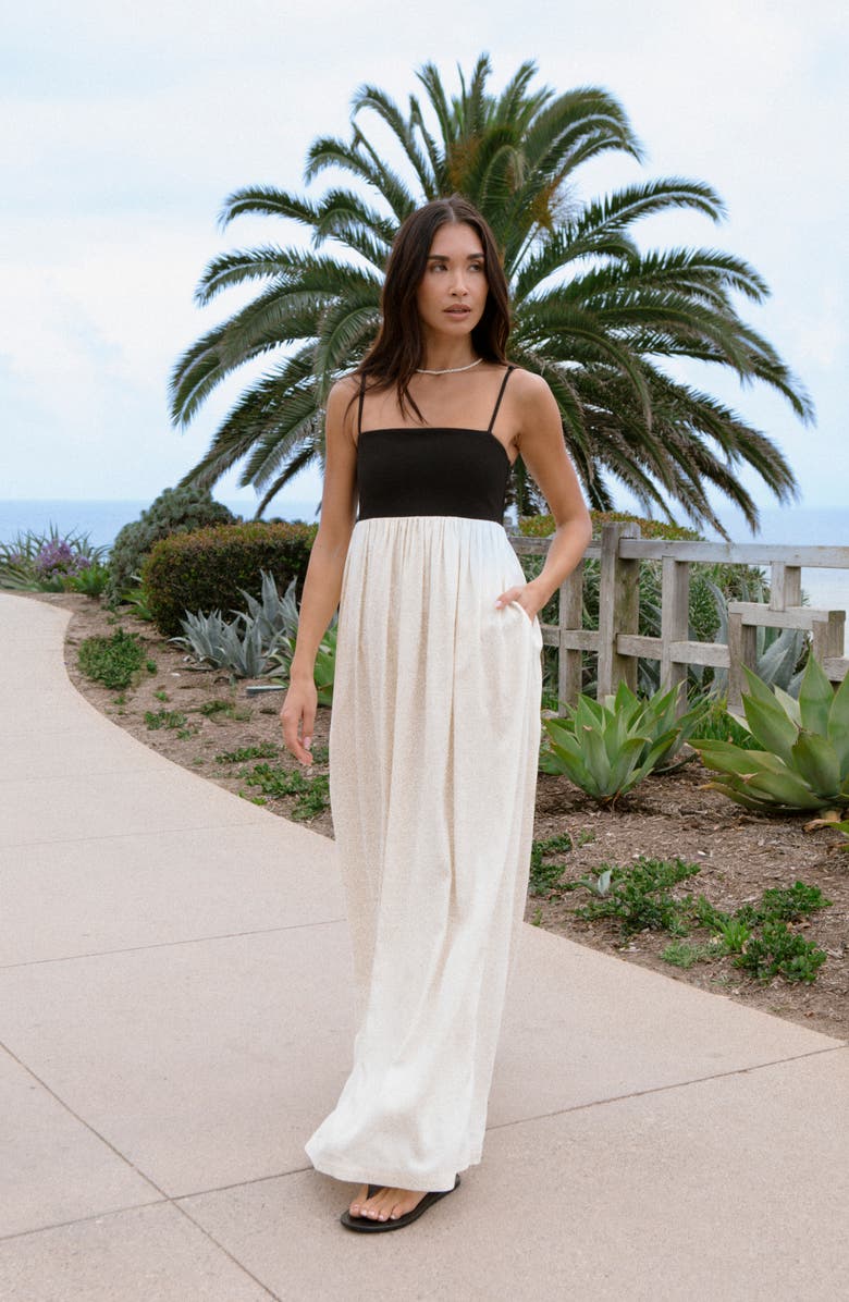 French Connection Phoebe Mixed Media Maxi Dress, Alternate, color, 