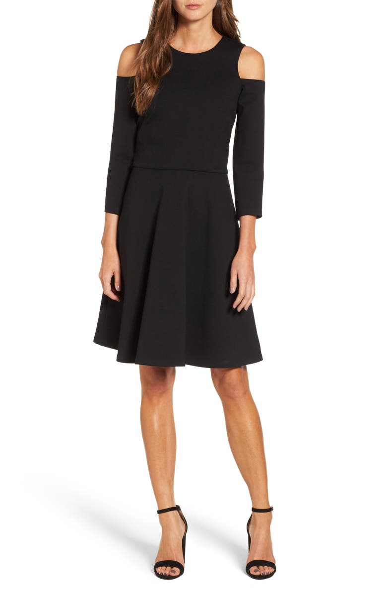 Eliza J Cold Shoulder Fit & Flare Dress, Alternate, color,