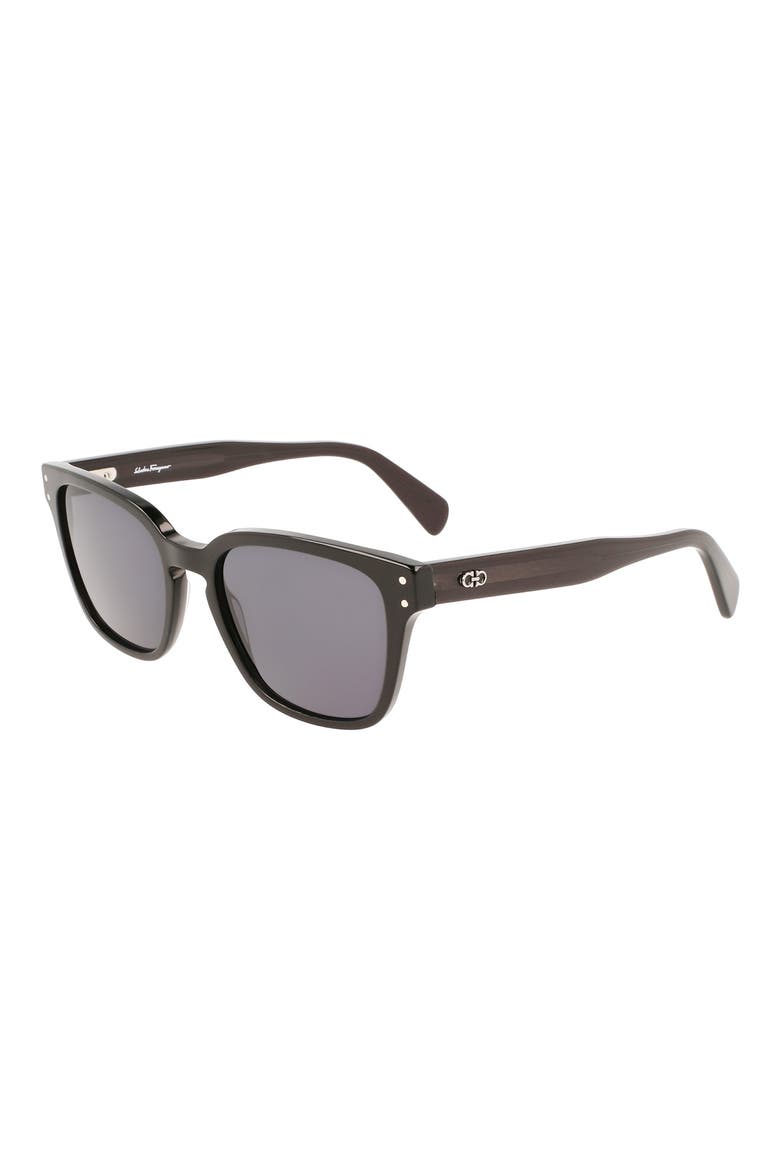 Gancini 55mm Rectangular Sunglasses, Alternate, color, BLACK