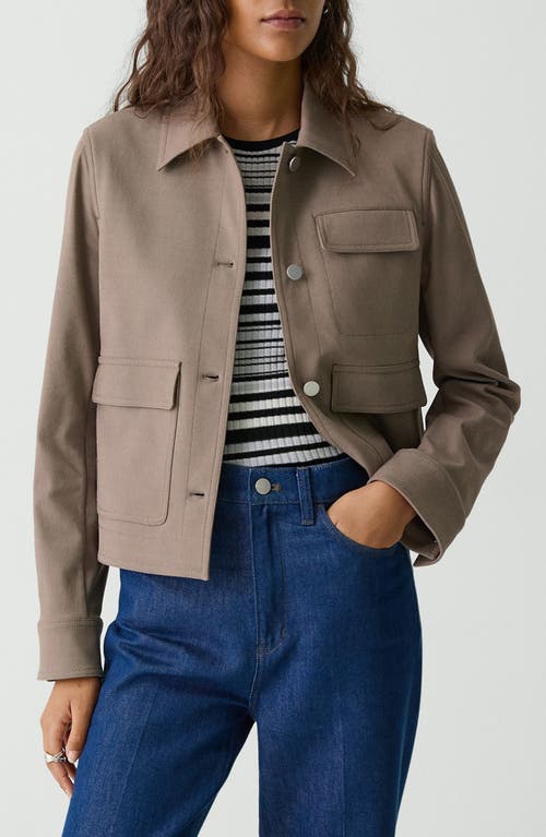 Theory Casual Button Front Jacket In Walnut