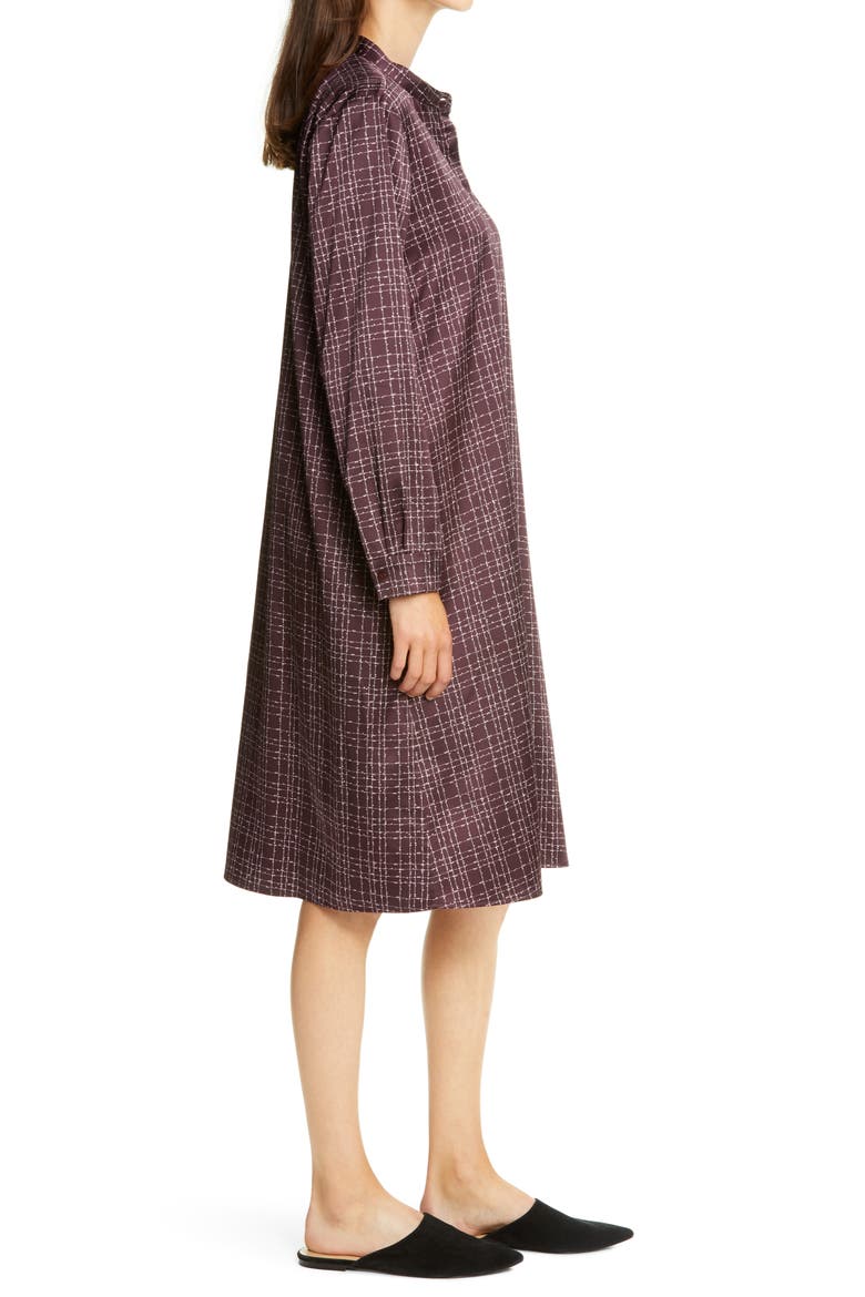 Band Collar Stretch Silk Dress, Alternate, color, CASIS